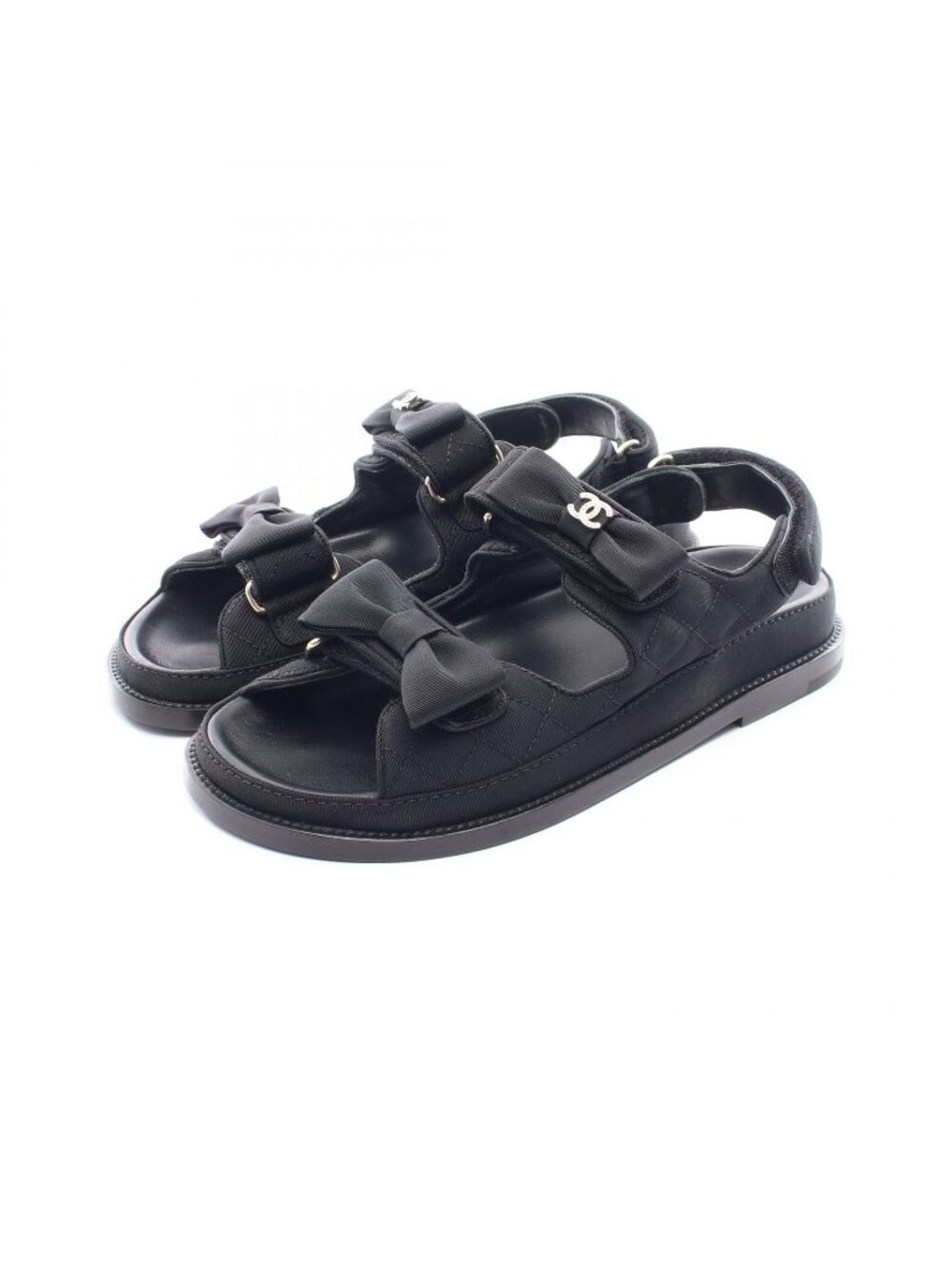 Chanel Sandals CC Logo Quilted Ribbon